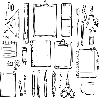 set of stationery drawings. Vector illustration.