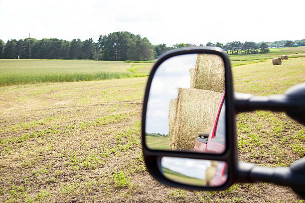 istock Side Mirror View of Hay on Trailer 533421329