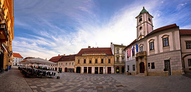 istock Baroque town of Varazdin main square panorama 533429600
