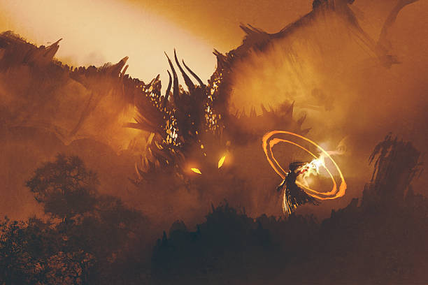illustrazioni stock, clip art, cartoni animati e icone di tendenza di numero del drago, mago convocazione mostro - fantasy flying dragon monster