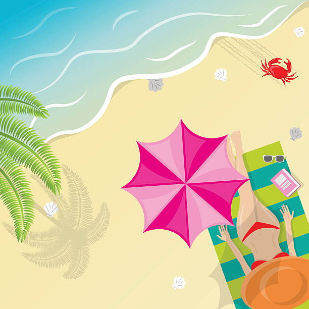 ビーチの背景 - wave island palm tree sea点のイラスト素材／クリップアート素材／マンガ素材／アイコン素材