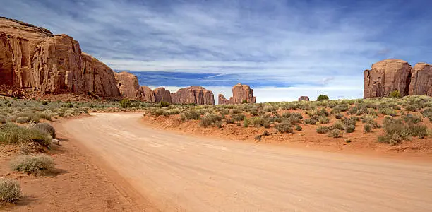 Photo of scenic dirt road in monument valley