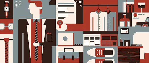 Vector illustration of Business man object and accessories background