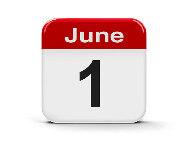 1st June Calendar web button - The First of June - International Children's Day and Global Day of Parents and World Milk Day, three-dimensional rendering, 3D illustration 1st june stock pictures, royalty-free photos & images