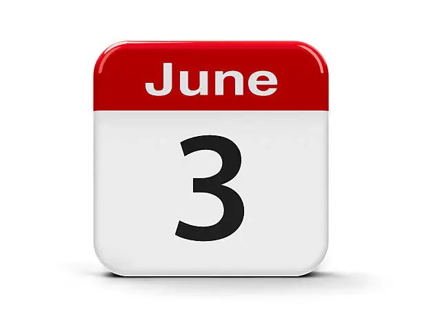 Calendar web button - The Third of June, three-dimensional rendering, 3D illustration