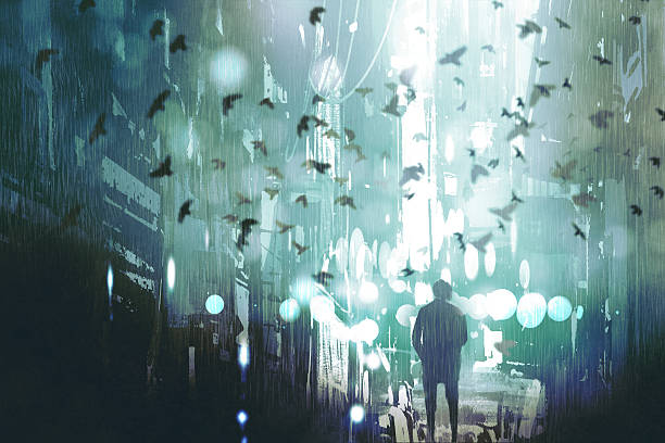 istock man in abandoned city with flock of birds 533431966