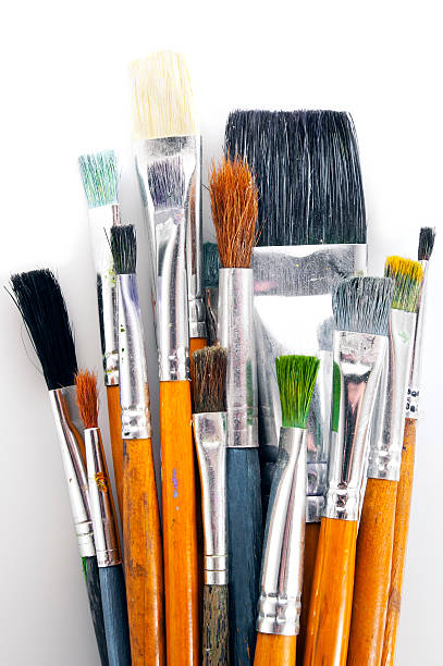 istock Set of artist brushes on a white background 533432704
