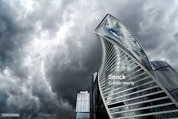 Moscow City And Storm Stock Photo - Download Image Now - Architecture, Built Structure, Capital Cities