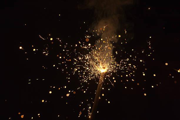 Bright burning fireworks stock photo