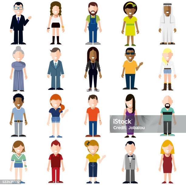 Set Happy People Cartoon Stock Illustration - Download Image Now - Characters, People, Icon Set
