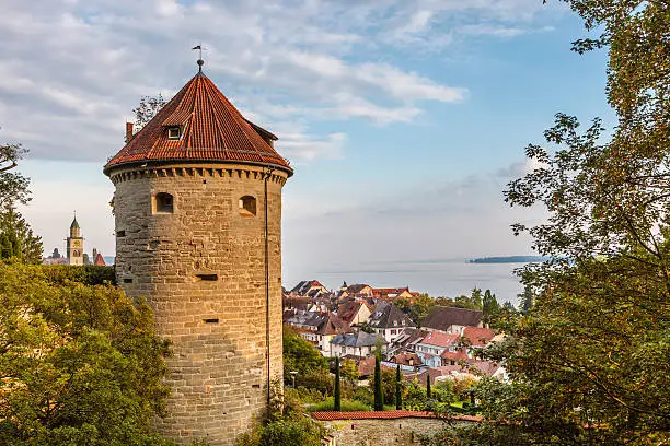 The Gallerturm is a round tower built in the early 1500s on a rocky promontory overlooking the city of Überlingen and the lake Constance. Germany