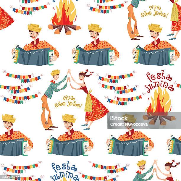 Bbrazilian Holiday Festa Junina Seamless Background Pattern Stock Illustration - Download Image Now