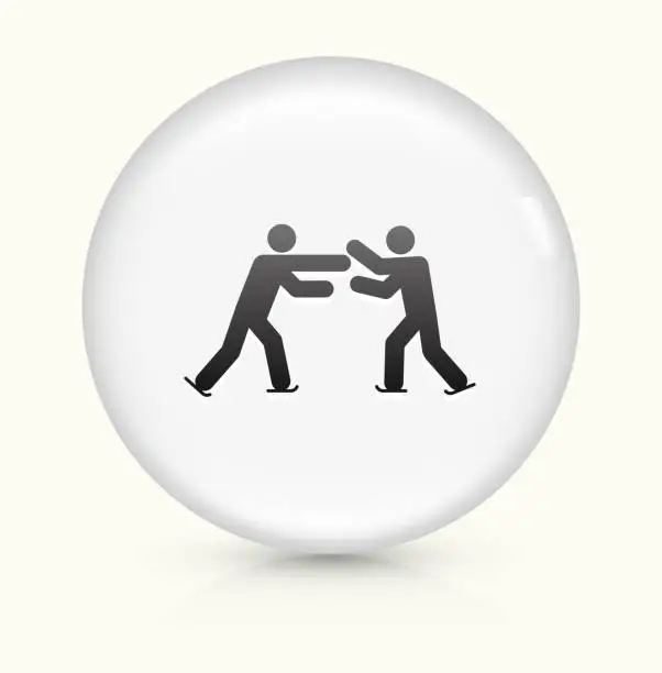 Vector illustration of Athletes with Skate Fighting icon on white round vector button