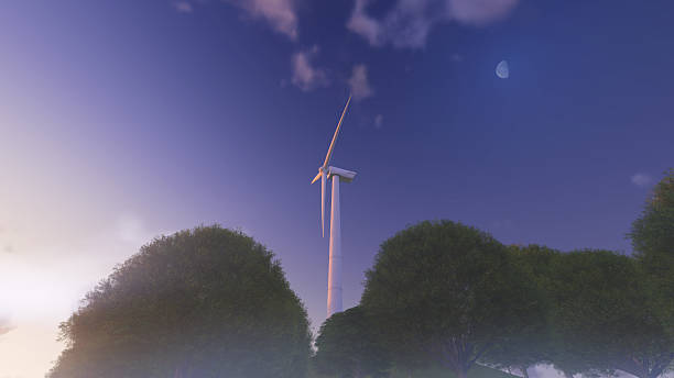istock windmill power generator ontop of the hill covered with trees 533438530