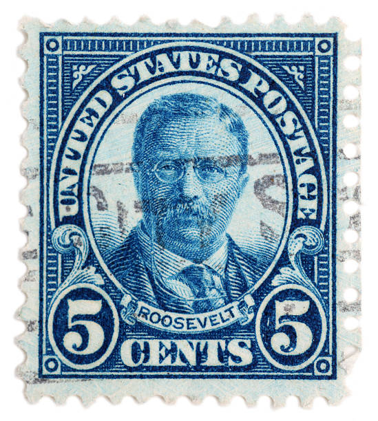 istock Theodore Roosevelt Stamp from 1920, isolated on white 533440746