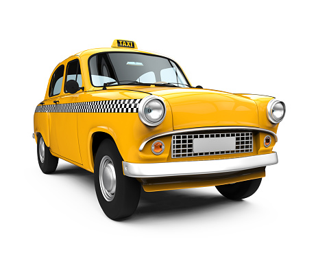 Vintage Yellow Taxi isolated on white background. 3D render