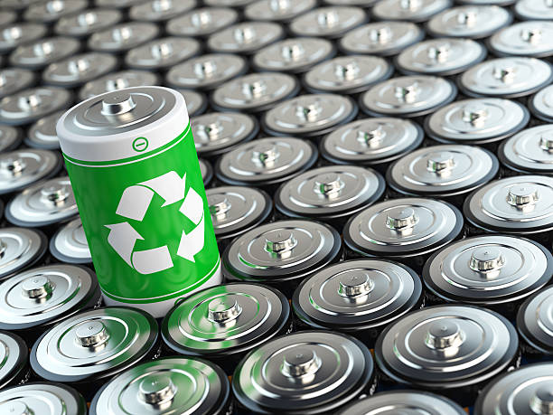 istock Battery recycling concept. Green energy, Background from battari 533441102