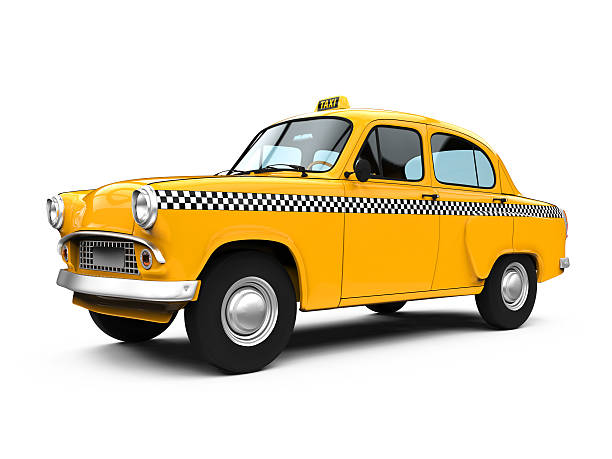 vintage táxi amarelo - taxi car three dimensional shape isolated - fotografias e filmes do acervo