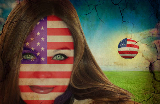 istock Beautiful American lady fan 533441754