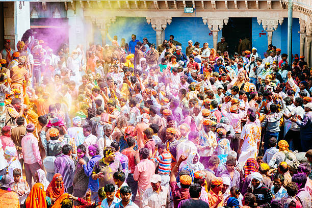 Celebrating Crowd Holi Festival India