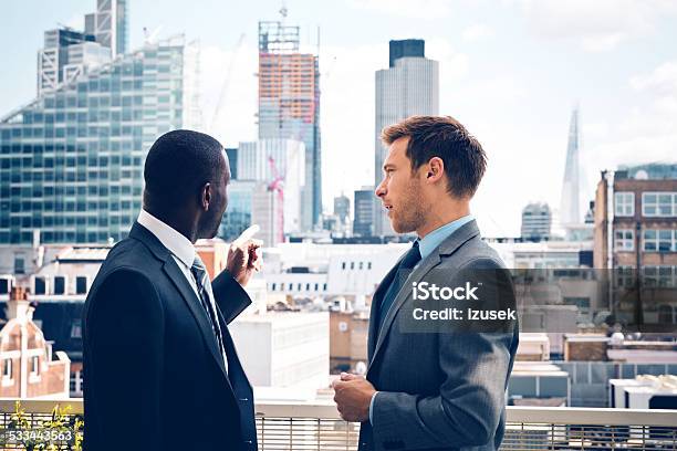 Business People Discussing Outdoor Stock Photo - Download Image Now - Real Estate, African-American Ethnicity, London - England