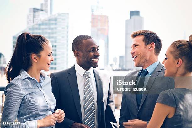 Business People Discussing Outdoor Stock Photo - Download Image Now - Teamwork, Business Person, Networking