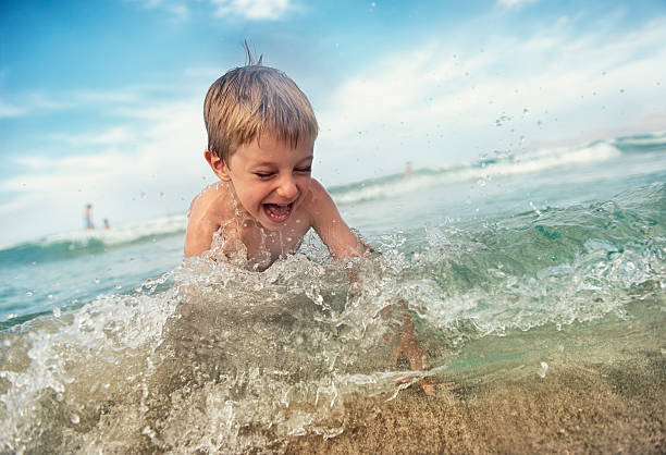 istock Little boy having fun in sea 533444910