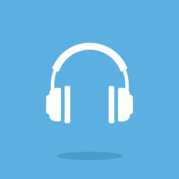 białe słuchawki ikona. ilustracja wektorowa - equipment human ear sound music stock illustrations