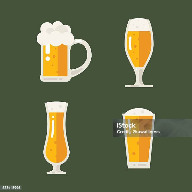 Vector Set Of Beer Icons Beer Bottle Glass Pint Stock Illustration - Download Image Now