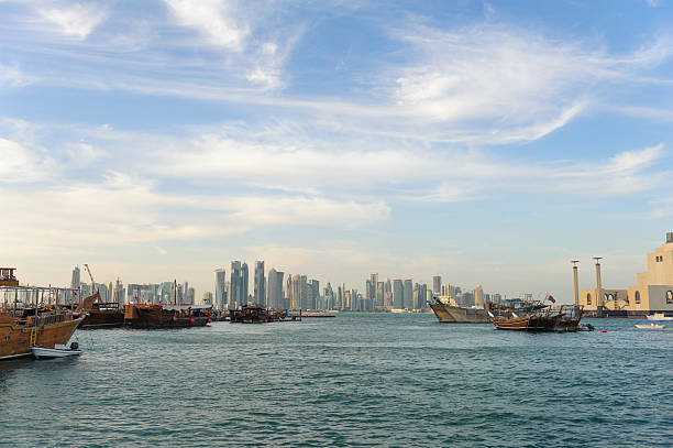 istock skyline of Doha 2015, at sunset 533446423