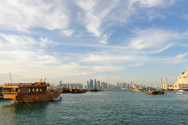 istock skyline of Doha 2015, at sunset 533446469
