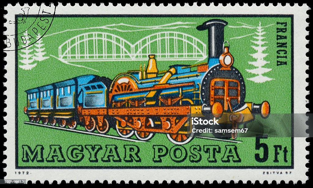 Stamp printed in Hungary shows french locomotive HUNGARY - CIRCA 1972: A stamp printed in Hungary shows french locomotive, circa 1972 1972 Stock Photo