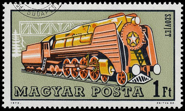 istock Stamp printed in Hungary shows sovjet locomotive 533446691