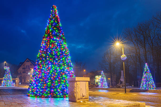 istock Christmas tree lights in the park 533447047