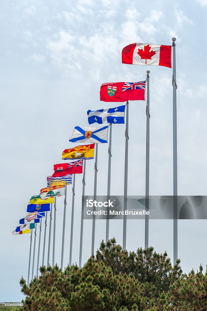 Picture of the canadian Flags Picture of the canadian Flag along with the flags of the 10 Canadian Provinces and the 3 Canadian Territories, in Ottawa, Canada Canada Stock Photo