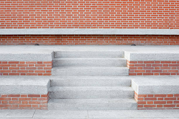 istock Red bricks wall with stone stairway and steps, nobody 533451148