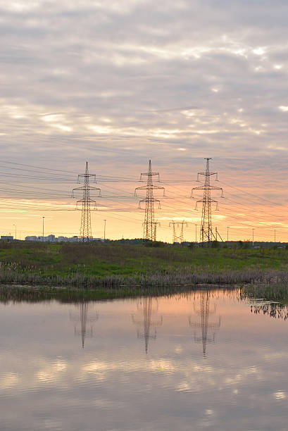 istock Power line in the countryside at sunset. 533451536