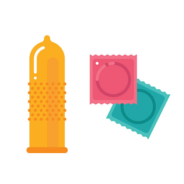 コンドームおよびパッケージ - condom contraceptive sensuality healthcare and medicine点のイラスト素材／クリップアート素材／マンガ素材／アイコン素材
