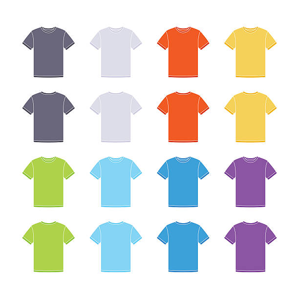 męski t-shirt z krótkim rękawem kolorowy kolekcja wzorów - shirt letter t t shirt template stock illustrations