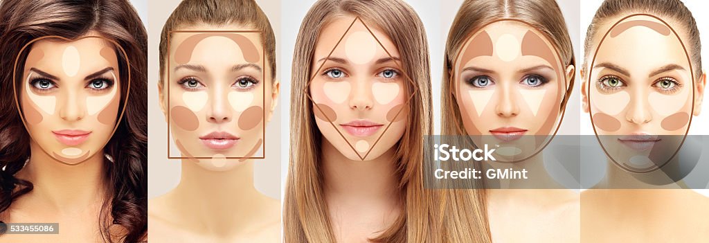 Make up woman face. Contour and highlight makeup. Make-Up Stock Photo