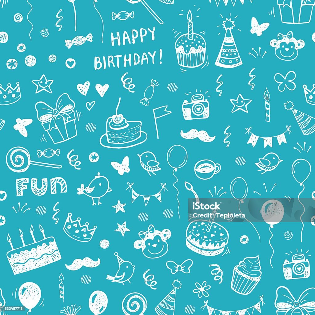 Happy birthday seamless hand drawn background Happy birthday seamless hand drawn background pattern in vector Birthday stock vector