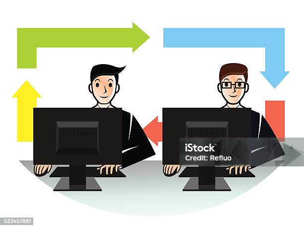 It Professionals Teamwork Stock Illustration - Download Image Now - 2015, Adult, Business