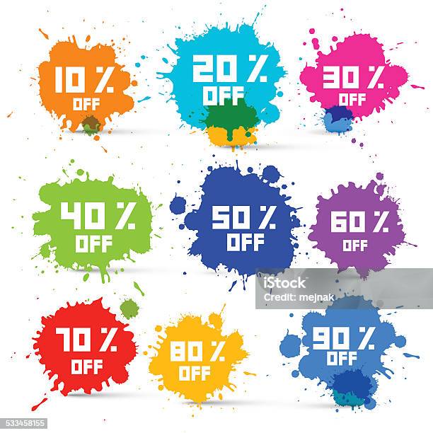 Transparent Colorful Vector Discount Sale Splashes Set Stock Illustration - Download Image Now