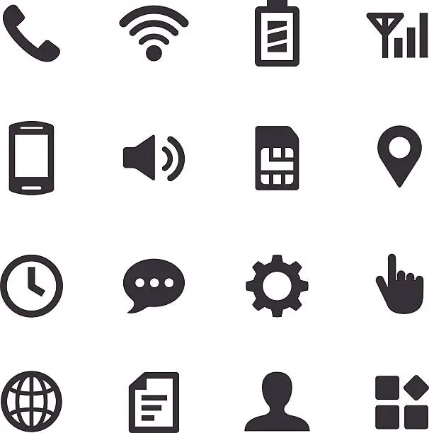 Vector illustration of Mobile Setting Icons - Acme Series
