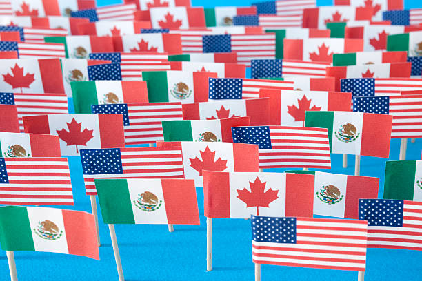 américa, do canadá e do méxico bandeiras - canada american flag canadian culture usa imagens e fotografias de stock