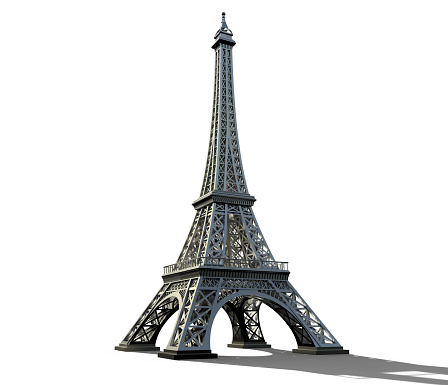 Eiffel tower isolated on white.
