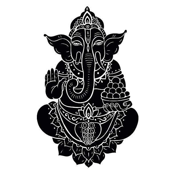 hindu god ganescha - sculpture art abstract white stock-grafiken, -clipart, -cartoons und -symbole