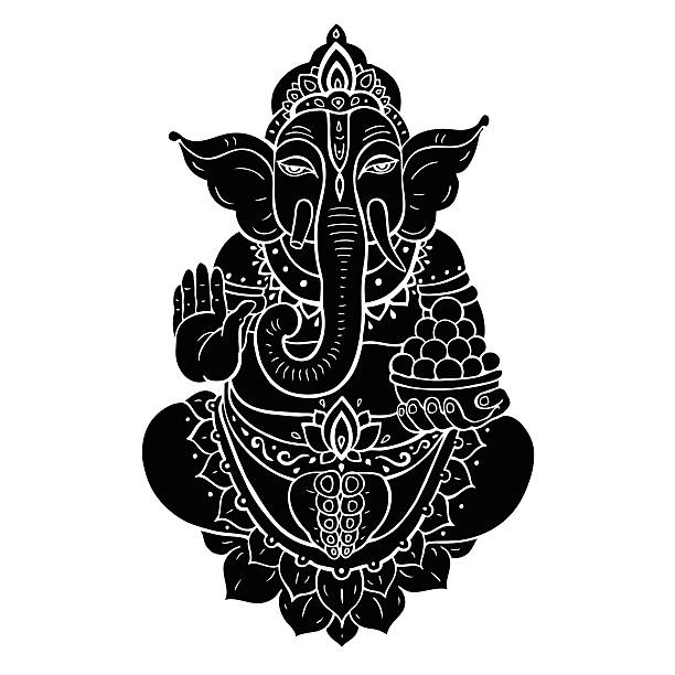 ilustraciones, imágenes clip art, dibujos animados e iconos de stock de dios hindú ganesha - ganesha om symbol indian culture hinduism