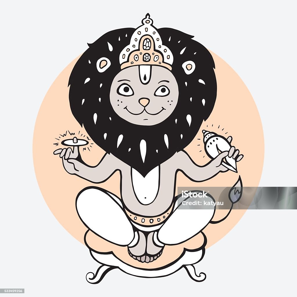 Hindu God Narasimha Stock Illustration - Download Image Now ...