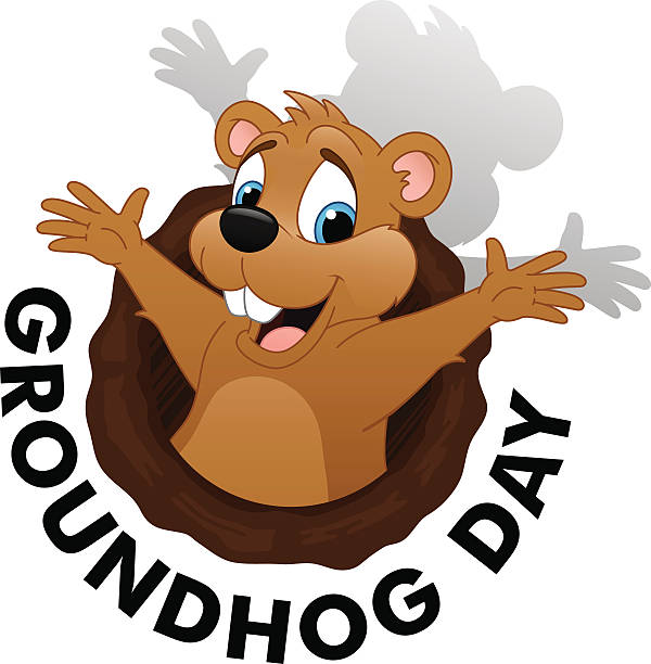 dzień świstaka - groundhog day stock illustrations